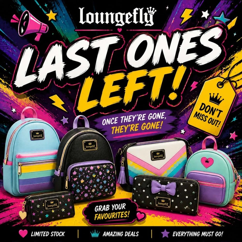 Last ones left artwork with remaining Loungefly bags and wallets